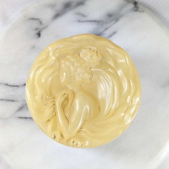 Vintage Celluloid Ciara Charles Revson Inc Dusting Powder Box Art Nouveau Lady - Picture 2 of 8